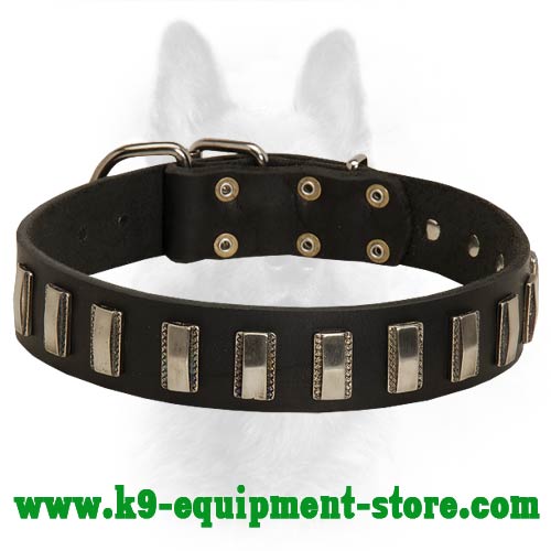 Ornament K9 Collar Made Of Durable Leather