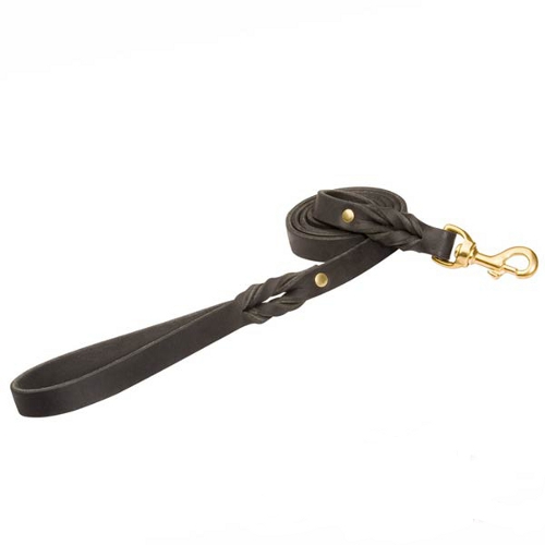 Genuine Leather K9 Leash with Brass Snap Hook
