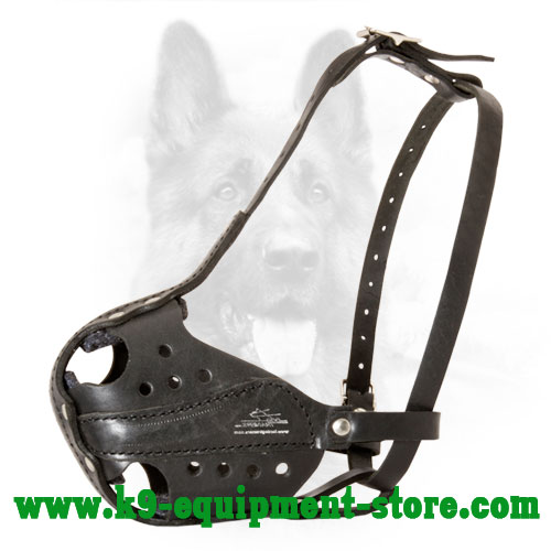 K9 Leather Dog Muzzle Attack Training
