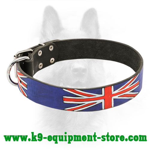 United Kingdom Flag Painted Leather Canine Collar