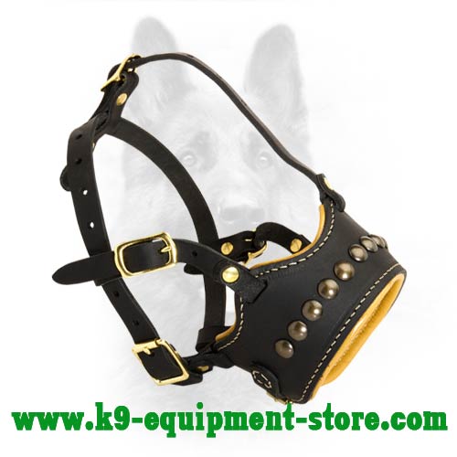 Super Leather K9 Dog Muzzle With Nappa Padding
