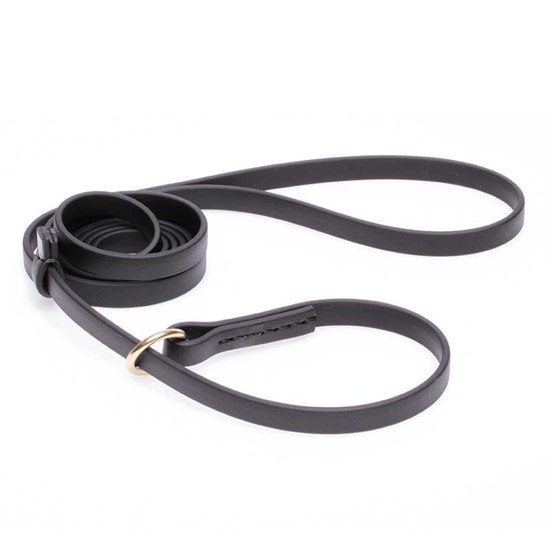 Black Biothane dog Leash and Collar Combo