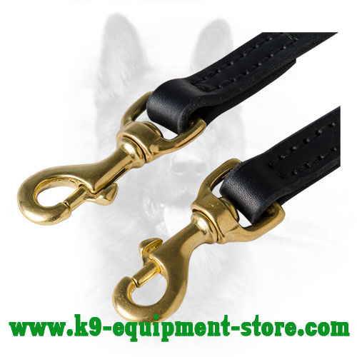 Rust Resisant Snap Hooks of Leather Dog Coupler