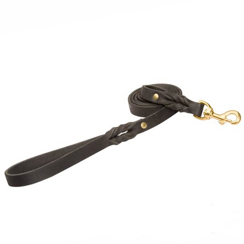 Leather K9 Leash Equipped with Brass Snap Hook