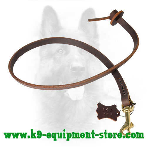 Police Dog Leash Leather with Circle-Shape Handle