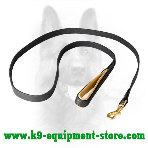 Police Dog Leash with Nappa Leather on Handle