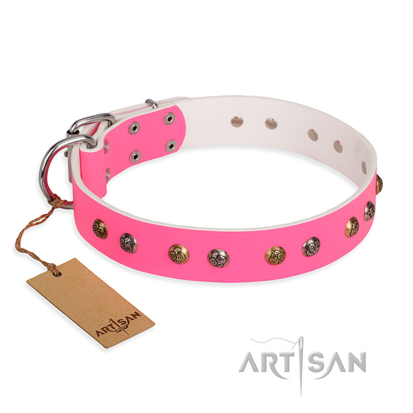 Easy wearing inimitable dog collar with rust-proof traditional buckle