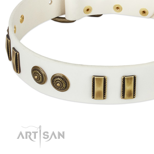 Rust-proof hardware on full grain leather dog collar for your pet
