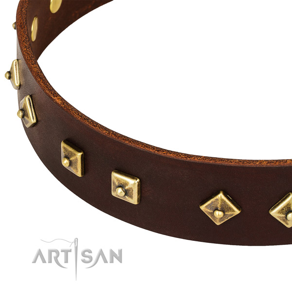 Adjustable full grain natural leather collar for your lovely pet