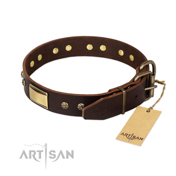 Adjustable full grain leather collar for your canine