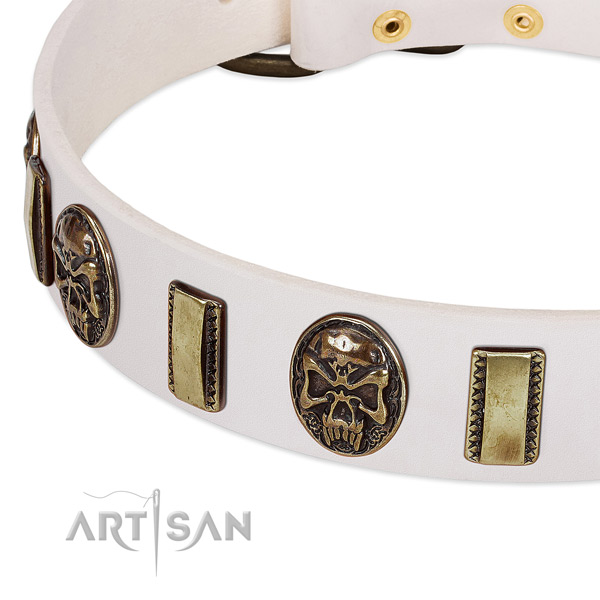 Rust-proof hardware on natural genuine leather dog collar for your four-legged friend