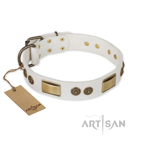 Significant natural genuine leather dog collar for comfortable wearing