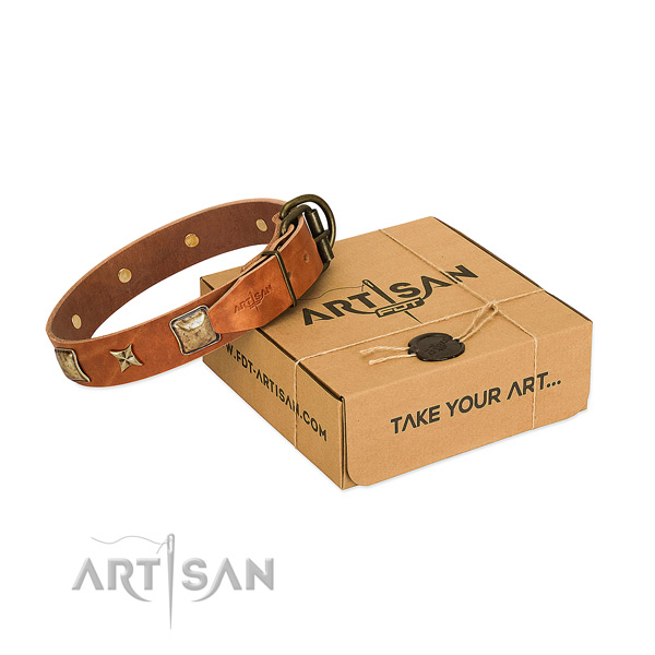 Comfortable leather collar for your lovely dog
