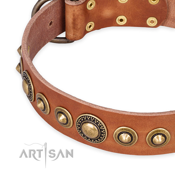 Gentle to touch leather dog collar handmade for your impressive pet