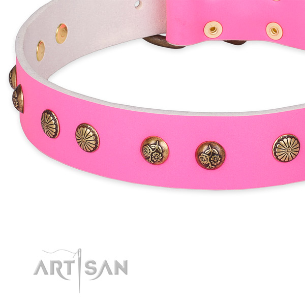 Inimitable natural genuine leather collar for your stylish four-legged friend