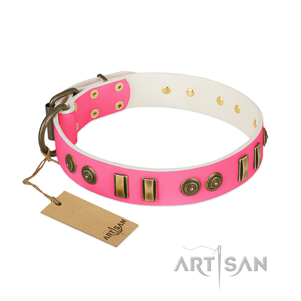 Amazing full grain natural leather collar for your dog
