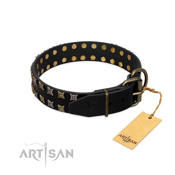 Gentle to touch natural leather dog collar handmade for your dog
