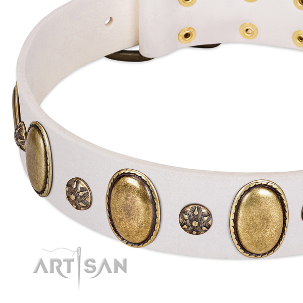 Comfy wearing top rate full grain natural leather dog collar