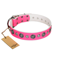 "Glamorous Shine" FDT Artisan Stylish Leather dog Collar with Old Silver-like Plated Decorations "Glamorous Shine" FDT Artisan Stylish Leather dog Collar with Old Silver-like Plated Decorations