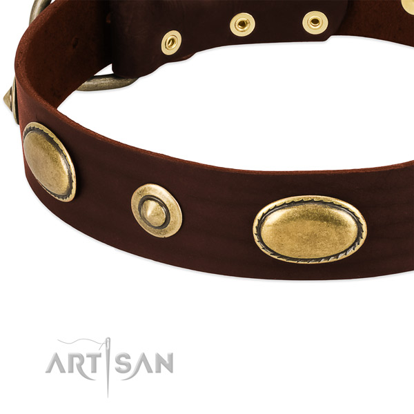 Rust resistant hardware on full grain genuine leather dog collar for your canine