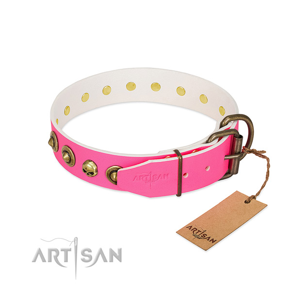 Full grain genuine leather collar with incredible studs for your doggie