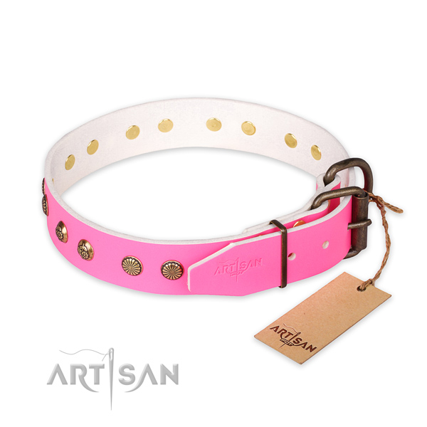 Strong fittings on leather collar for your stylish four-legged friend