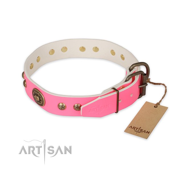 Durable fittings on genuine leather collar for everyday walking your doggie