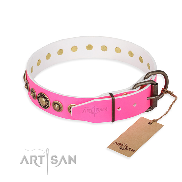 Flexible leather dog collar handmade for basic training