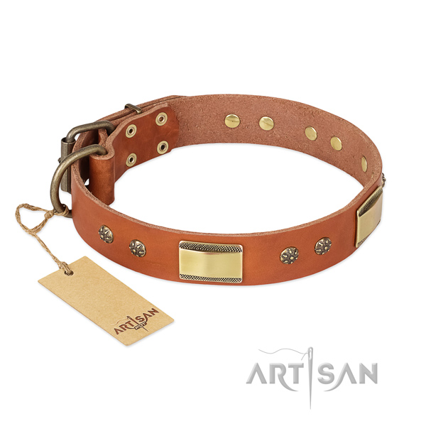 Unique natural genuine leather collar for your pet