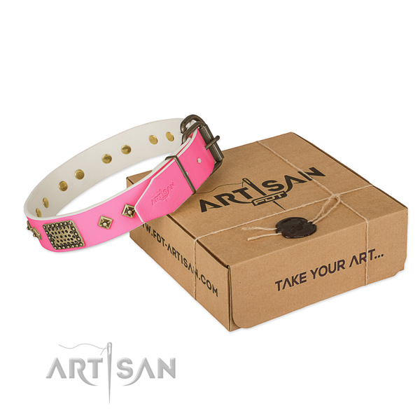 Corrosion proof decorations on dog collar for stylish walking