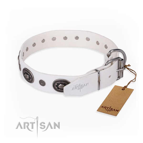 Reliable genuine leather dog collar crafted for comfortable wearing