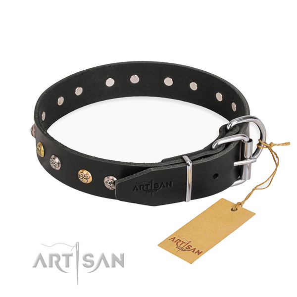 Quality full grain leather dog collar made for easy wearing