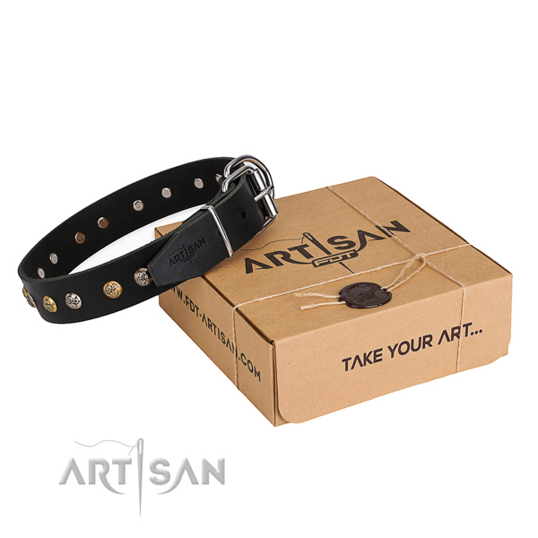 Soft full grain leather dog collar handcrafted for handy use