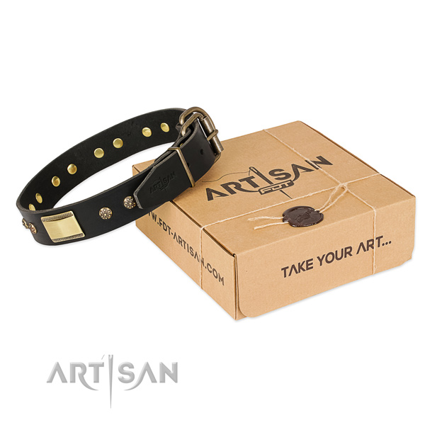 Easy to adjust leather collar for your handsome doggie