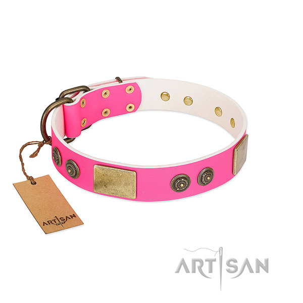 Perfect fit full grain genuine leather dog collar for easy wearing