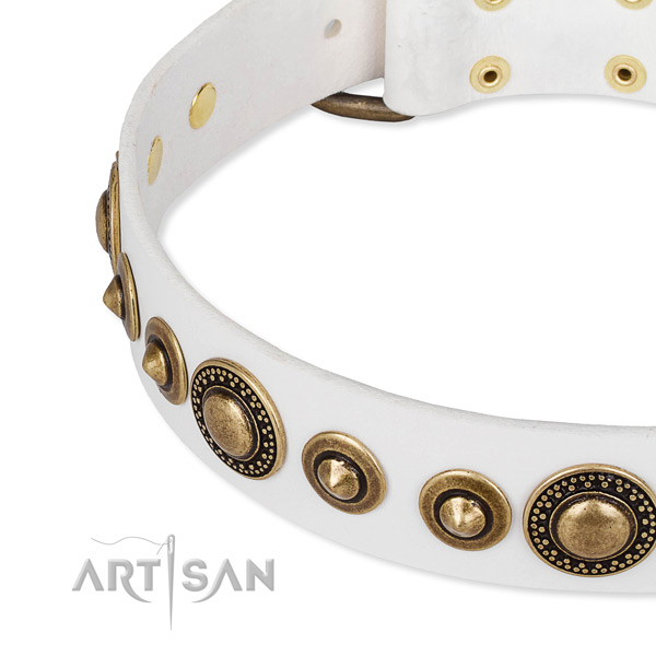 Soft leather dog collar handcrafted for your impressive four-legged friend