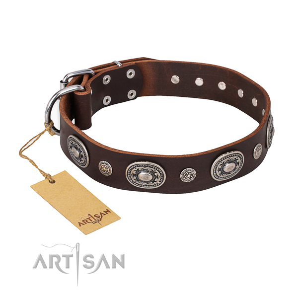 Top rate full grain genuine leather collar handcrafted for your canine