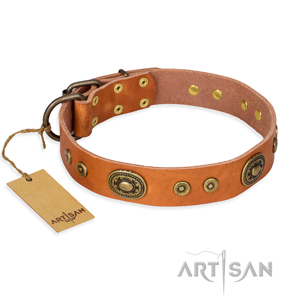 Genuine leather dog collar made of high quality material with strong traditional buckle