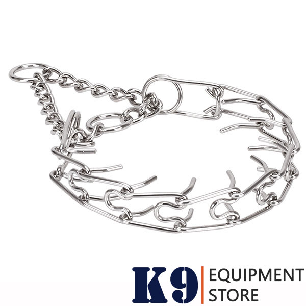 Corrosion proof stainless steel dog prong collar with removable prongs
