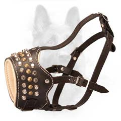Great And Cool Multi-Purpose Leather Decorated K9 Dog  Muzzle