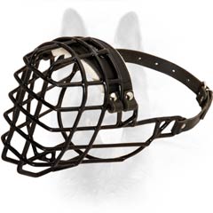 Frost-Resistant One Leather Strap Basket-like K9 Dog Muzzle