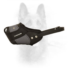 Leather and Nylon K9 Dog Muzzle with Steel Nickel Plated Rivets