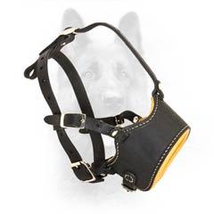 Keep On Moving Leather Canine Dog Muzzle With Nappa  Padding