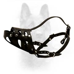 Easy and Comfortable Wearing Leather K9 Dog Muzzle
