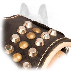 Unbelievable Studs And Cones Leather Padded K9 Dog  Muzzle