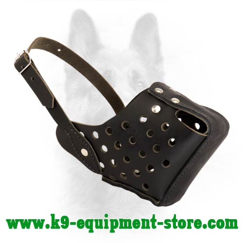 K9 Leather Dog Muzzle for Safe Protection Training