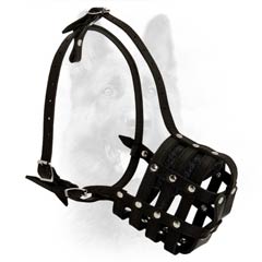 Classical Net-Like Natural Leather K9 Dog Muzzle