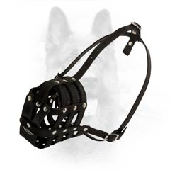 Magnificent Black Padded Leather K9 Dog Muzzle